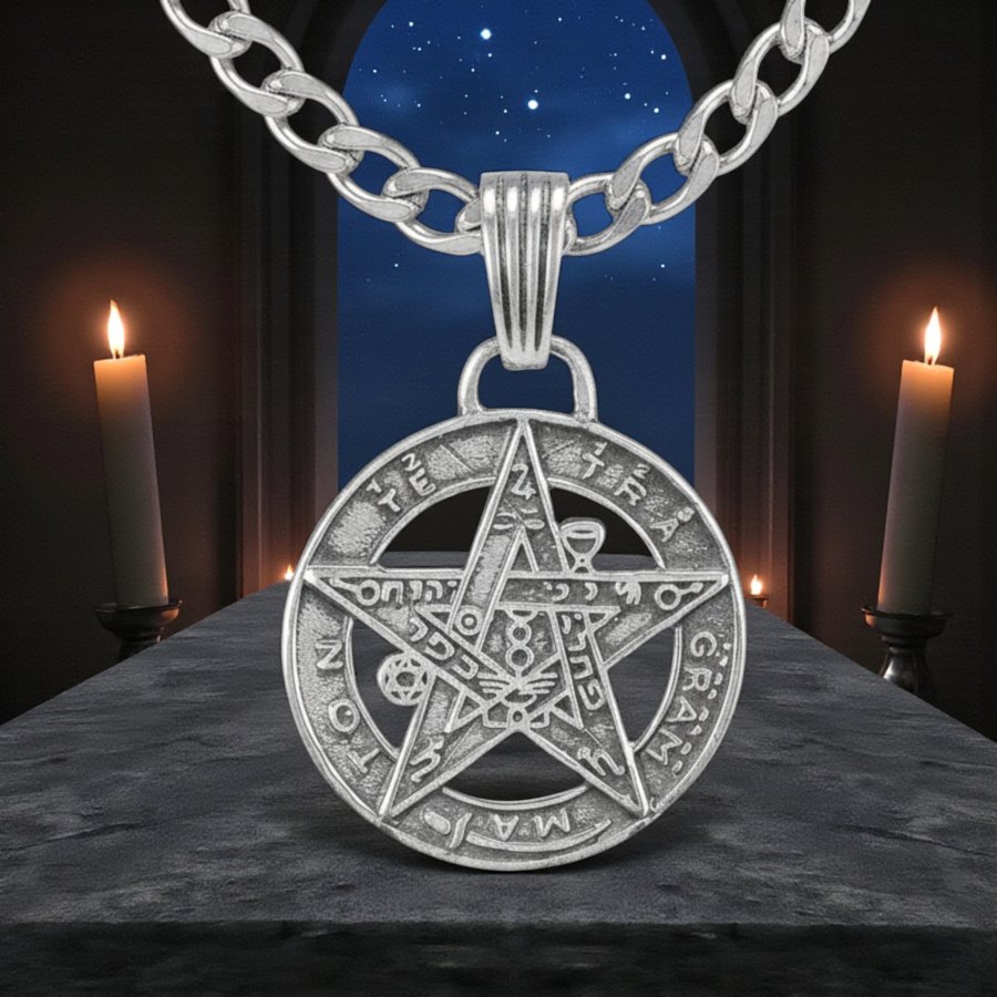 Medalla Tetragramaton Protección En Plata 2,5 Cm Art 09