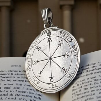 Dije Salomón Sexto Pentaculo consagrado a la Luna Plata 4 Cm 20 Gr 44 Sellos de Salomón Art 1163