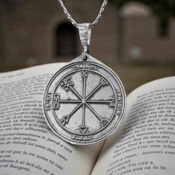 Dije Salomón Primer y segundo Pentaculo consagrado a Júpiter en Plata 4 Cm 12 gr 44 Sellos de Salomón Art 1199