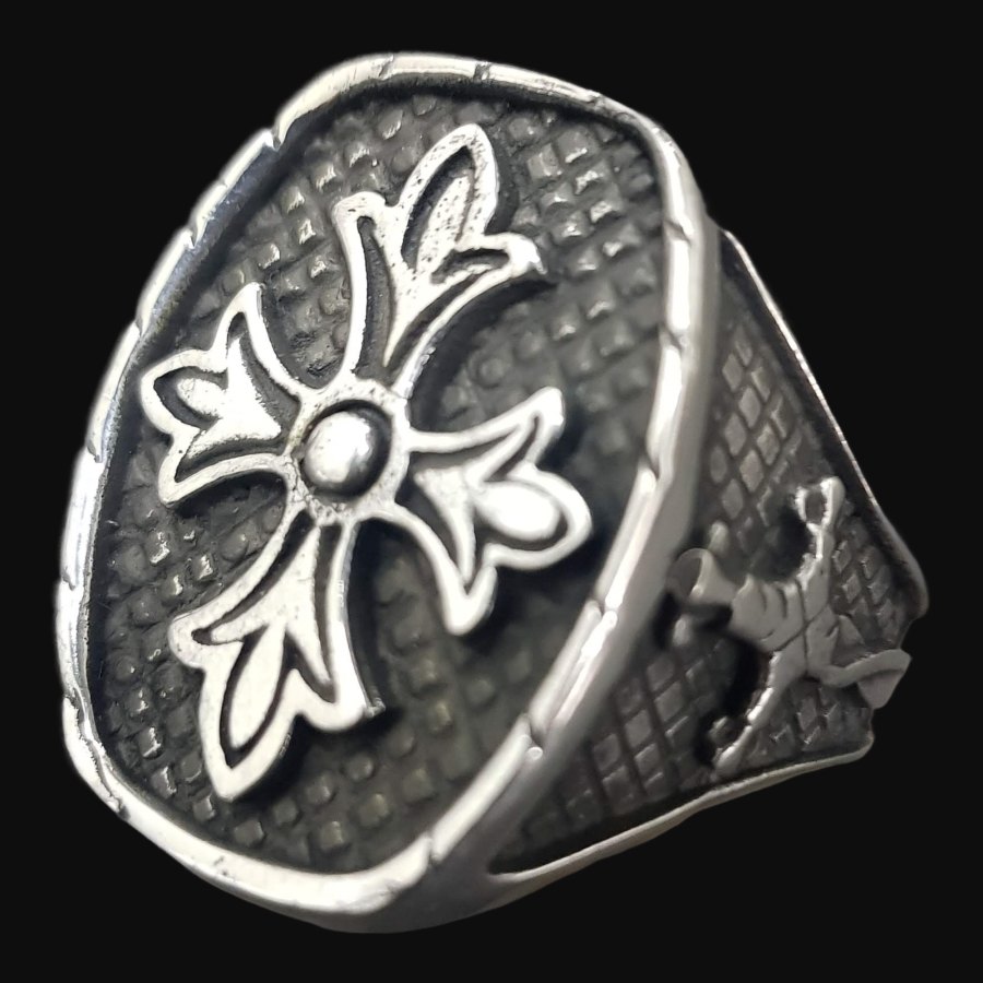 Anillo Caballeros Templarios 2,5 X 2 Cm 15 Gr Plata Art 1274 - Imagen 3