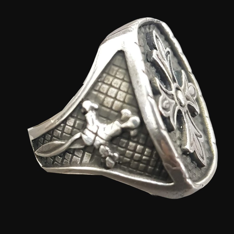 Anillo Caballeros Templarios 2,5 X 2 Cm 15 Gr Plata Art 1274 - Imagen 4