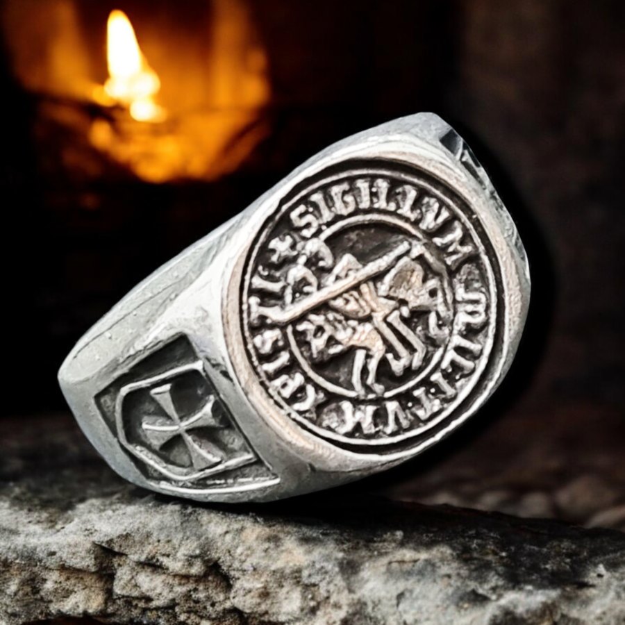 Anillo Caballeros Templarios En Plata 1,4 Cm 7 Gr Art 1578