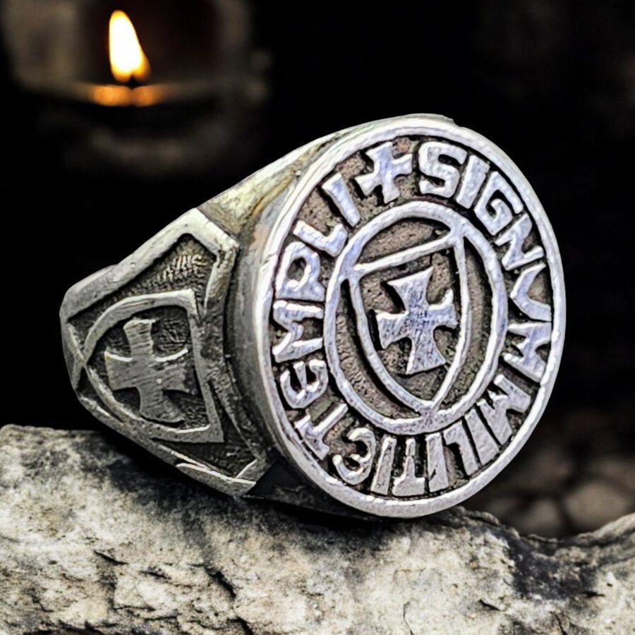 Anillo Caballeros Templarios 1,7 Cm 8 Gr Plata Art 271
