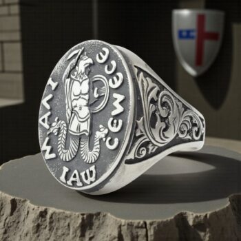 Anillo Templario Sello De Abraxas En Plata 2,2 Cm Art 274