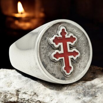 Anillo Templario Cruz De Lorena En Plata1,6 Cm 9 Gr Art 284