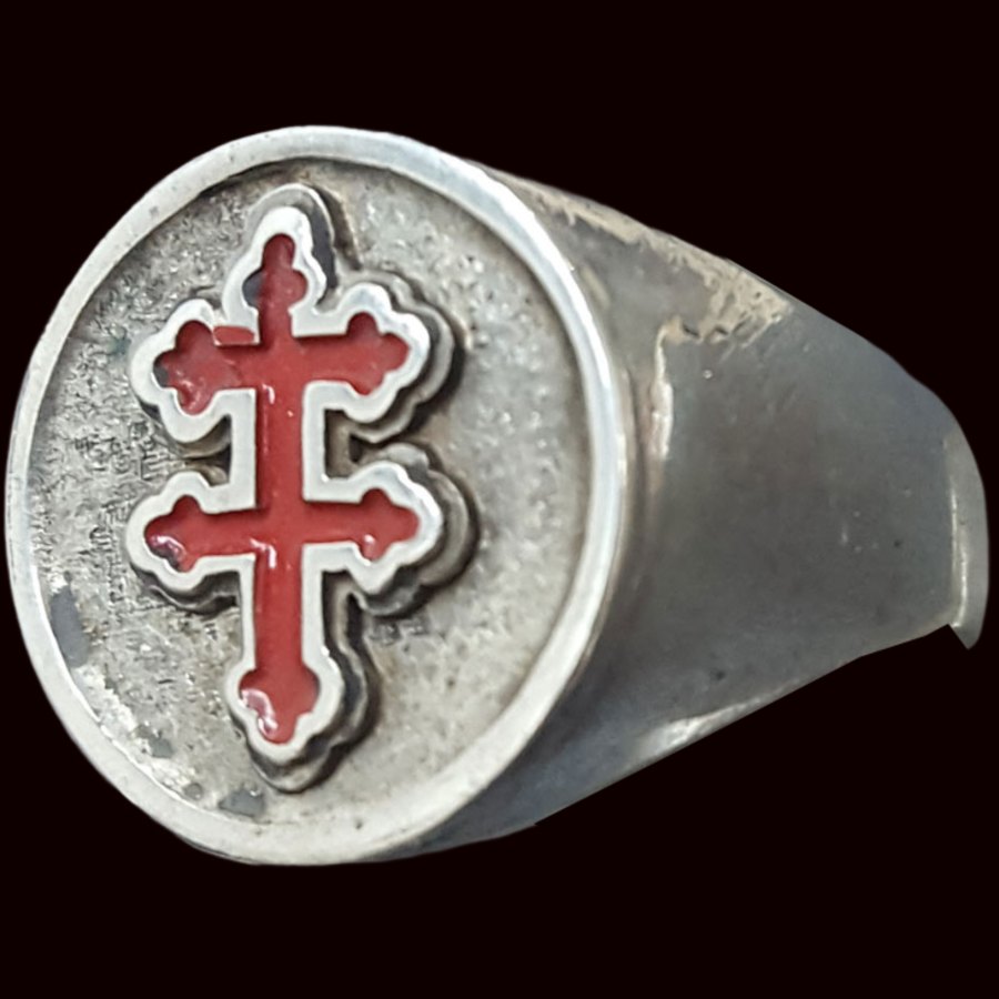 Anillo Templario Cruz De Lorena En Plata1,6 Cm 9 Gr Art 284 - Imagen 2