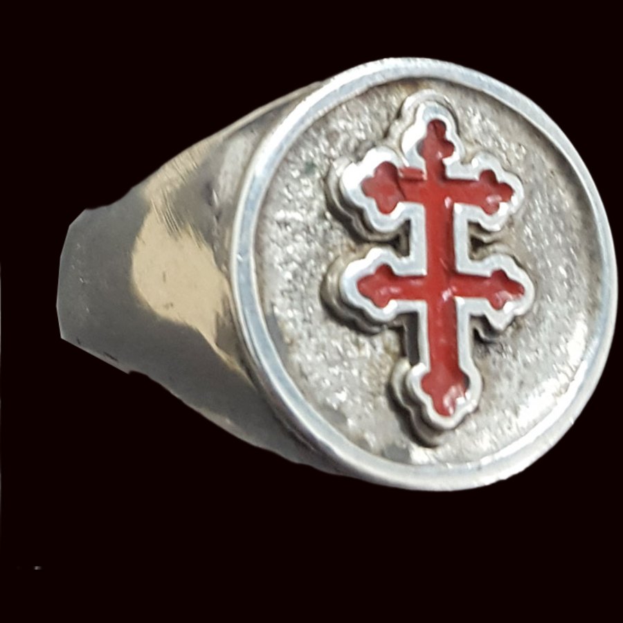 Anillo Templario Cruz De Lorena En Plata1,6 Cm 9 Gr Art 284 - Imagen 3