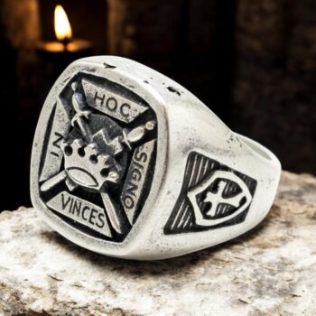 Anillo Templario In hoc signo vinces En Plata 1,6 Cm 9 Gr Art 287