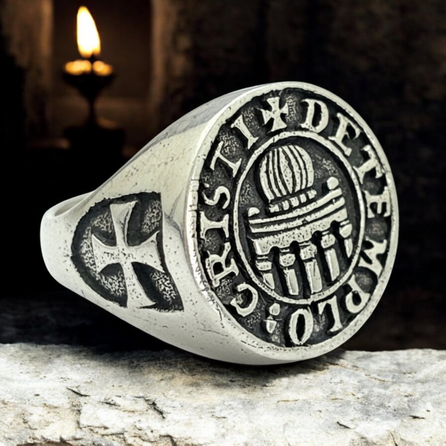 Anillo Caballeros Templarios Templario Cristi De Templo En Plata 1,8 Cm 10 Gr Art 305
