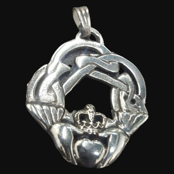 Dije Celta Claddagh Y Nudo En Plata 4 X 3 Cm 8,5 Gr Art 378