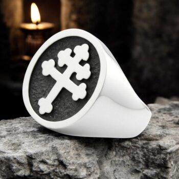 Anillo Templario En Plata Cruz De Lorena 1,6 Cm Art 1320