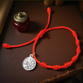 Pulsera 7 Nudos Roja Tetragramaton En Plata 1,5 Cm Art 1291
