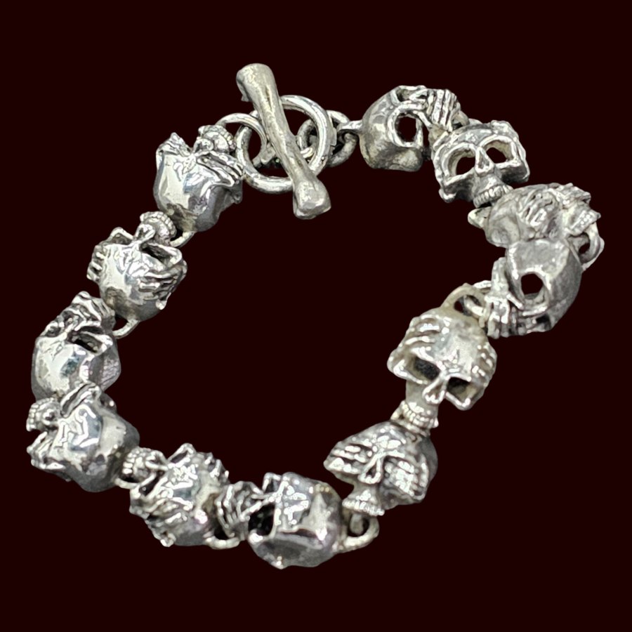 Pulsera Calaveras Sabias De Plata 46 Gr 1,5 X 1 Cm Art 1023 - Imagen 5