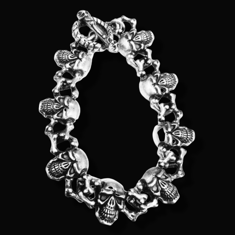 Pulsera Calavera y Huesos de Plata 45 Gr 1,5 X 1 Cm Art 1024 - Imagen 7
