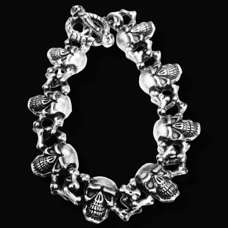 Pulsera Calavera y Huesos de Plata 45 Gr 1,5 X 1 Cm Art 1024 - Imagen 5