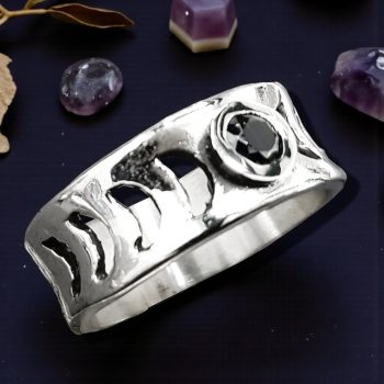 Anillo Wicca Fases De La Luna Plata Y Piedra 8 Gr Art 1035