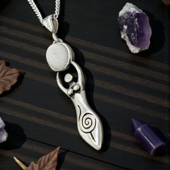 Dije Triple Diosa Wicca Piedra De Luna Plata 4 Cm Art 1037