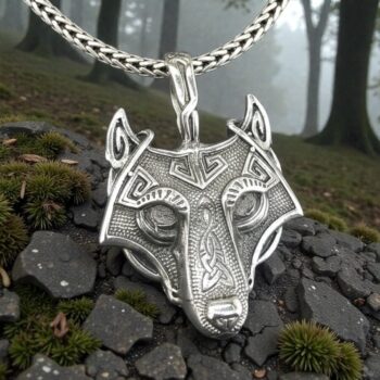 Dije Vikingo Cabeza De Lobo En Plata 4,5 Cm 22 Gr Art 1050