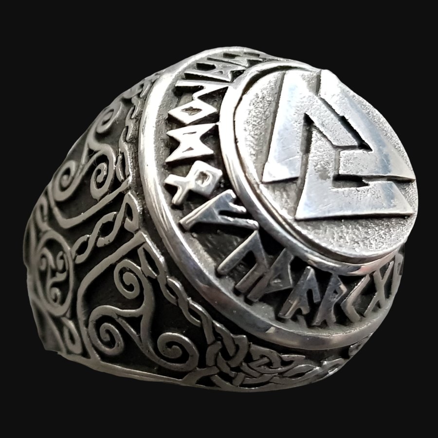 Anillo Valknut Y Runas En Plata 1,8 Cm 23 Gr Art 1062 - Imagen 6