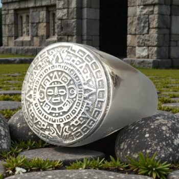 Anillo Calendario Maya En Plata 1,6 Cm 11 Gr Art 1073
