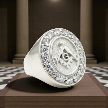 Anillo Masonico Plata Maestro Con Piedras 2,2 X 1,7 cm 11 Gr Art 1106