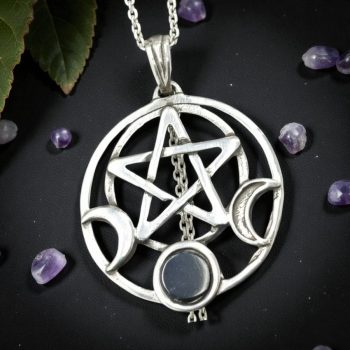 Dije Triple Diosa Wicca Con Piedra Onix Plata 3 Cm Art 1138