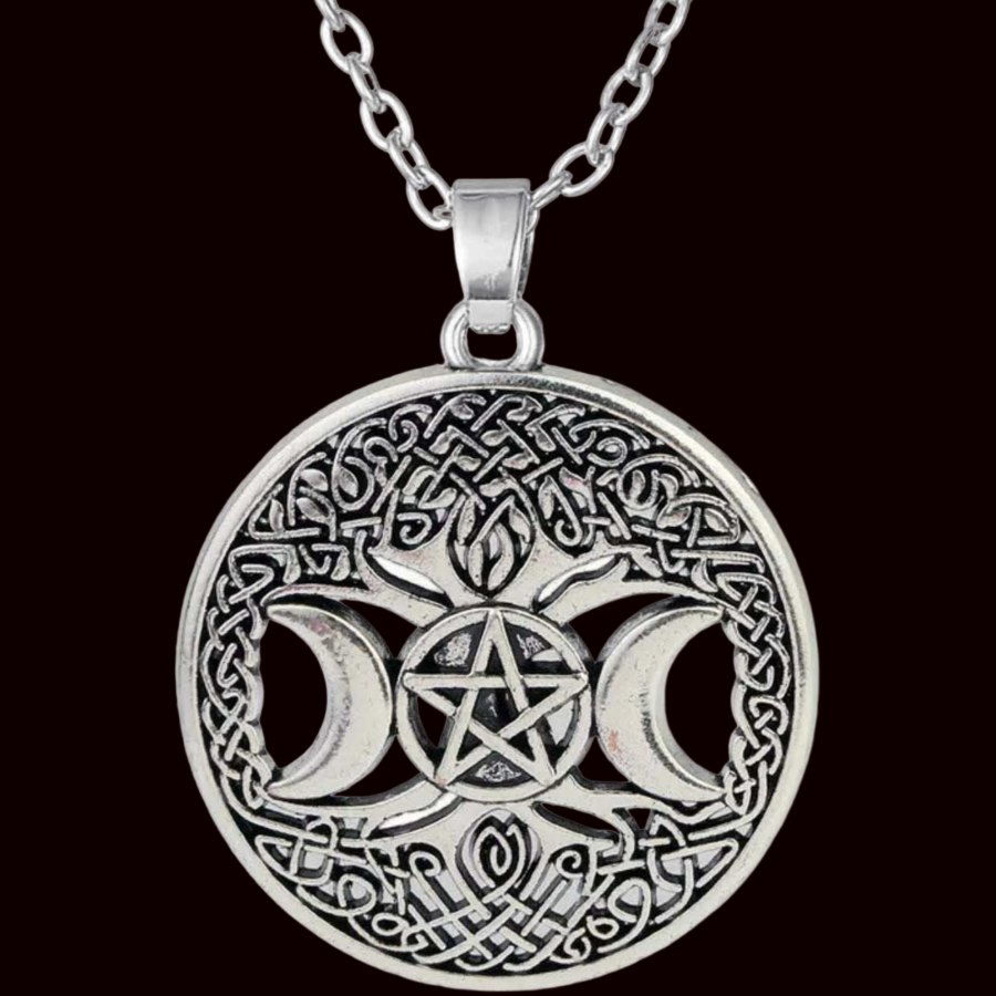 Medalla Triple Diosa Wicca En Plata 4,5 Cm 11 Gr Art 115 - Imagen 2