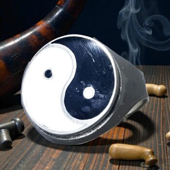 Anillo Yin Yang Esmaltado En Plata 1,8 Cm 12 Gr Art 1158