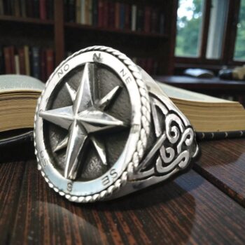 Anillo Rosa De Los Vientos En Plata 1,8 Cm 10 Gr Art 1275