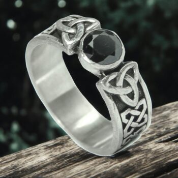 Anillo Celta Piedra Con Triqueta Y Nudo En Plata Art 1277