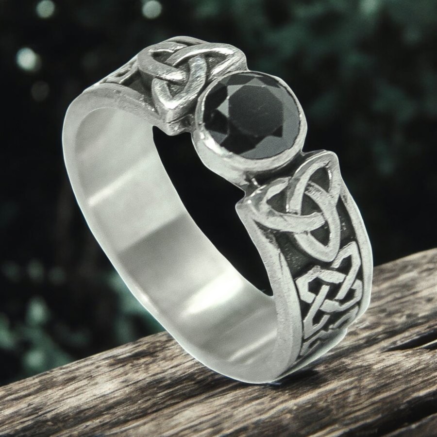 Anillo De Compromiso Con Nudo Celta Escocés, Anillo De Piedras Preciosas De Granate, Topacio Y Piedra Lunar, Plata De Ley 925, Joyería Hecha A Mano, Regalo De San Valentín