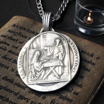 Dije San Benito Santa Escolástica Plata 3 Cm 15 Gr Art 1289