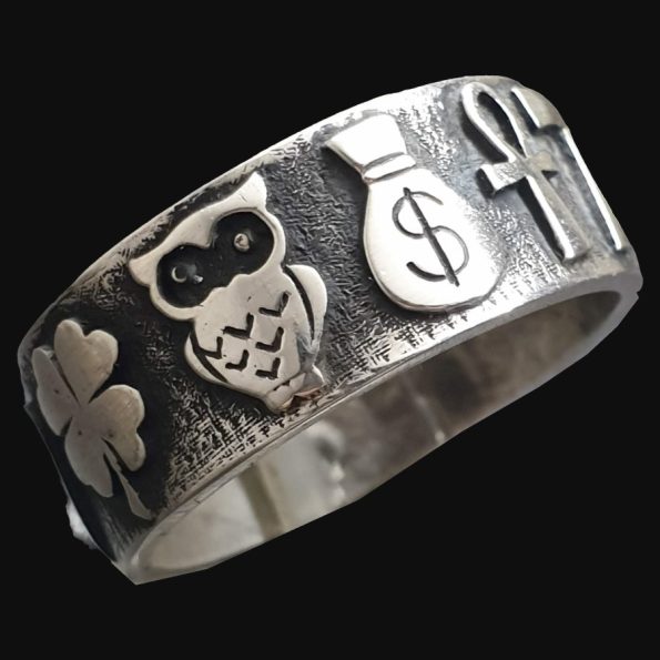 Anillo Amuletos De La Suerte En Plata 1 Cm 9 Gr Art 1315