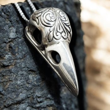 Medalla Cuervo Grabada Wicca En Plata 4 X 1,5 Cm Art 136