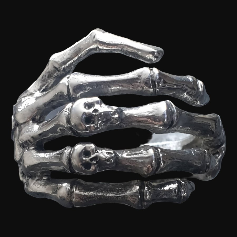 Anillo Mano Con Calavera De Plata 2 Cm 17 Gr Art 1373 - Imagen 6