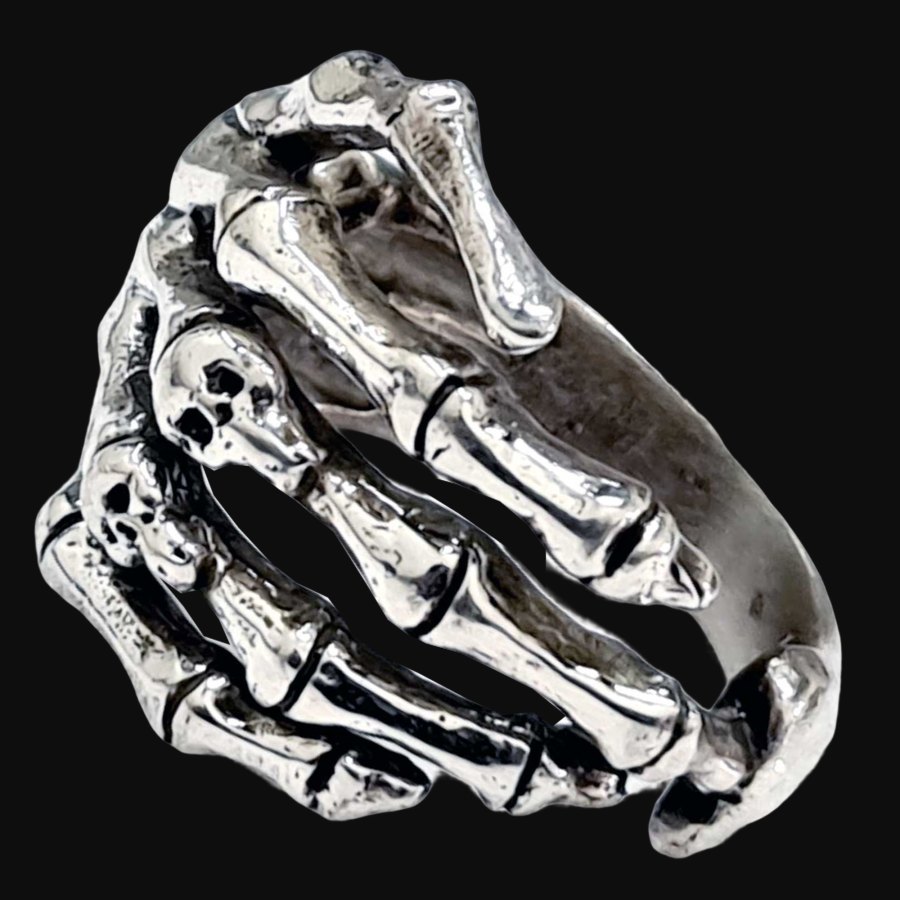 Anillo Mano Con Calavera De Plata 2 Cm 17 Gr Art 1373 - Imagen 2