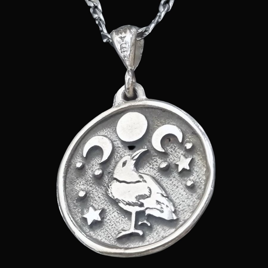 Medalla Wicca Cuervos Y Triple Diosa En Plata 2,5 Cm Art 139 - Imagen 3