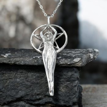 Dije Diosa Wicca Y Pentaculo En Plata 7 Cm 13 Gr Art 141