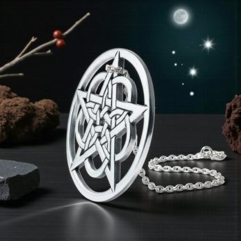 Dije Wicca Pentaculo Con Circulos 4 Cm En Plata Art 145