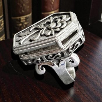 Anillo Ataud Gotico Flor De Lis Plata 2,5 X 1,7 Cm Art 150