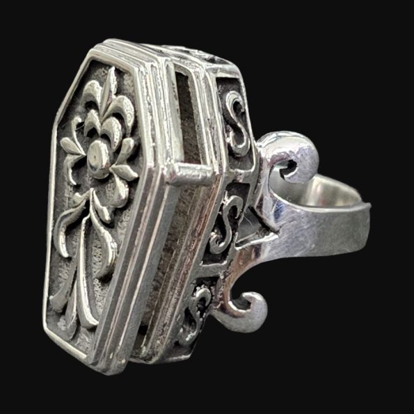 Anillo Ataud Gotico Flor De Lis Plata 2,5 X 1,7 Cm Art 150 - Imagen 2