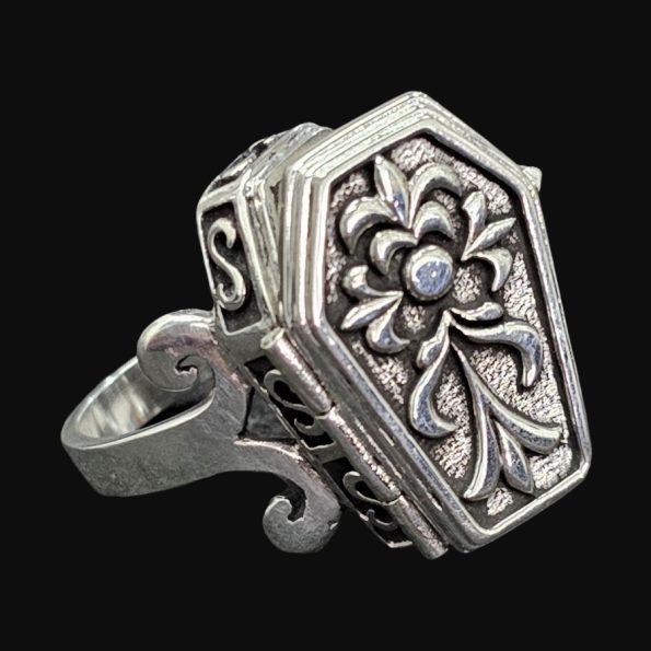 Anillo Ataud Gotico Flor De Lis Plata 2,5 X 1,7 Cm Art 150 - Imagen 4