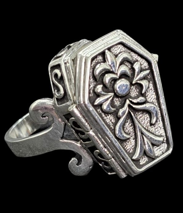 Anillo Ataud Gotico Flor De Lis Plata 2,5 X 1,7 Cm Art 150 - Imagen 5