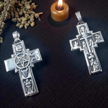 Dije Cruz Pentaculo Y Simbolos Esotericos 4 Cm Plata Art 158