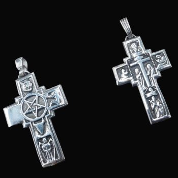 Dije Cruz Pentaculo Y Simbolos Esotericos 4 Cm Plata Art 158