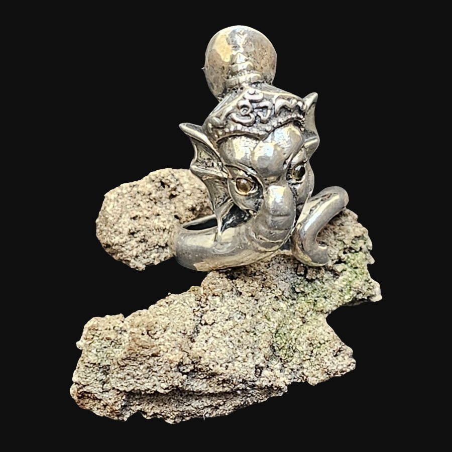 Anillo Ganesha En Plata 3 Cm 14 Gr Hinduismo Art 1634 - Imagen 6
