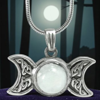 Dije Triple Diosa Wicca Piedra De Luna Plata 3 Cm Art 169