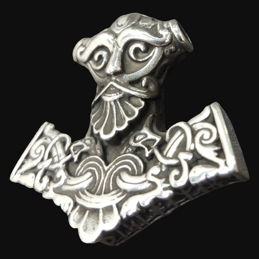 Mjolnir Martillo De Thor Vikingo En Plata 4 Cm Plata Art 181 - Imagen 2