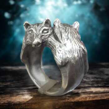 Anillo Vikingo Lobos De Odin En Plata 3 X 2 Cm 19 Gr Art 183