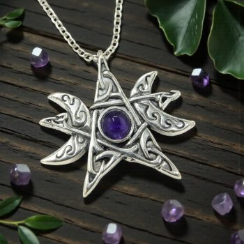 Dije Wicca Pentaculo Y Lunas En Plata 3 Cm 8 Gr Art 199